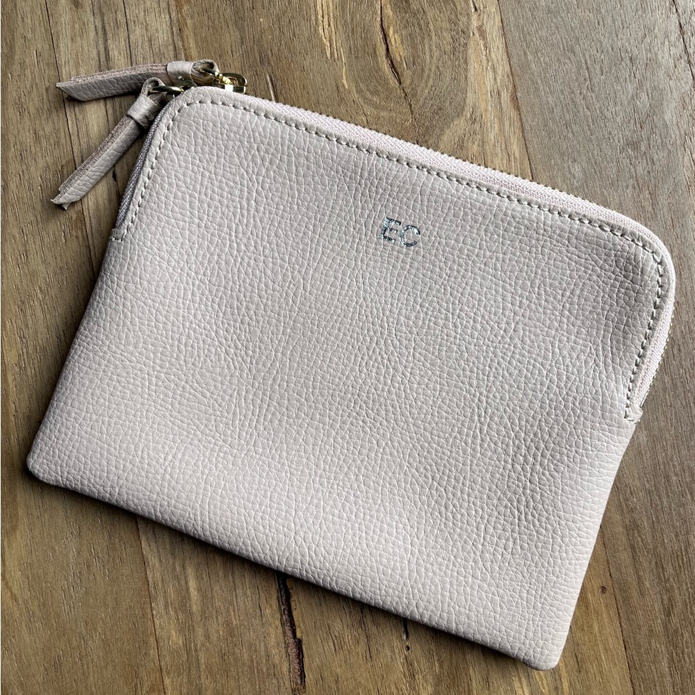 Mark & Graham Everyday Italian Leather Mini Zipper Pouch Blush